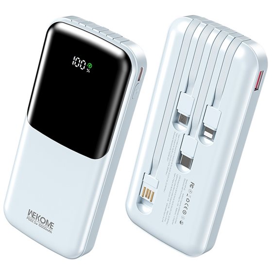 Power Bank 10000mAh PD 22,5W WK WP-65 2 Θέσεων, με καλώδιο USB-C/Lightning/Micro/USB Μπλέ