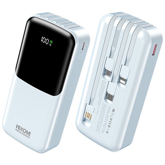 Power Bank 20000mAh PD 22,5W WK WP-66 2 Θέσεων, με καλώδιο USB-C/Lightning/Micro/USB Μπλέ