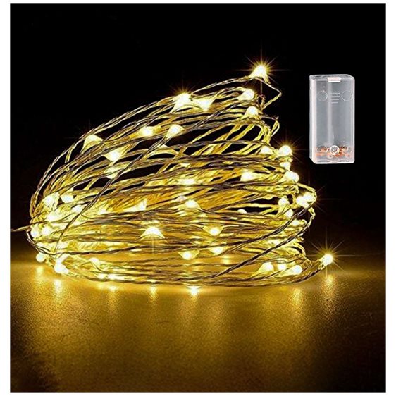 100 Λαμπάκια Led Copper Μπαταρίας Λευκό Θερμό 93-3485