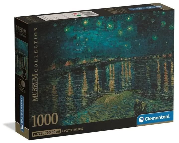 Clementoni Παζλ Museum Collection Vincent Van Gogh: Έναστρη Νύχτα Πάνω Από Το Ρήνο 1000 τμχ -  Compact Box