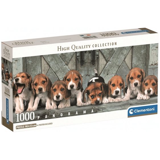 Clementoni Παζλ Panorama High Quality Collection Σκυλάκια Beagles 1000 τμχ - Compact Box
