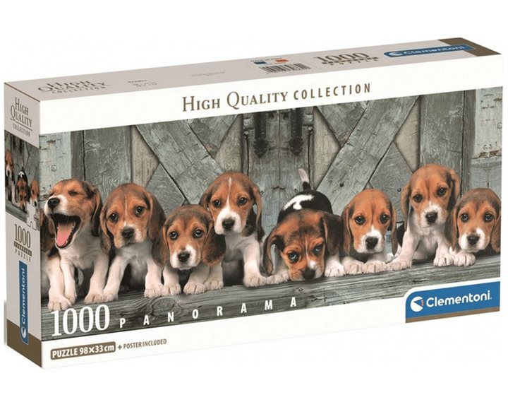Clementoni Παζλ Panorama High Quality Collection Σκυλάκια Beagles 1000 τμχ - Compact Box