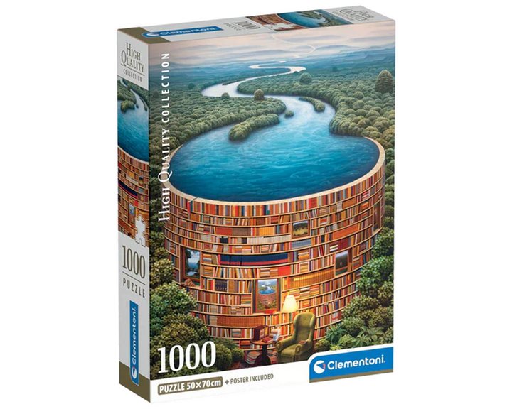 Clementoni Παζλ High Quality Collection Βιβλιοθήκη 1000 τμχ - Compact Box