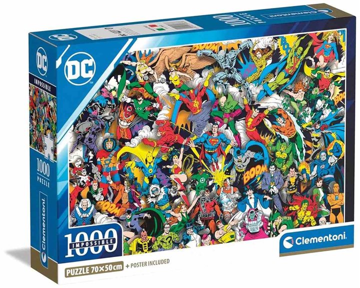 Clementoni Παζλ Impossible DC Comics Justice League 1000 τμχ - Compact Box