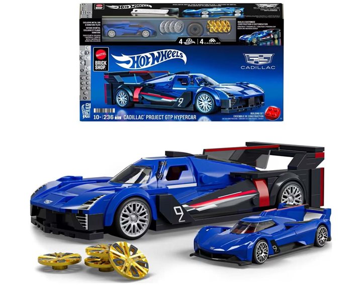 Mattel Mattel Brick Shop Hot Wheels Cadillac Project GTP Hypercar Building Toy Kit (236 Pieces), For Collectors JFR89
