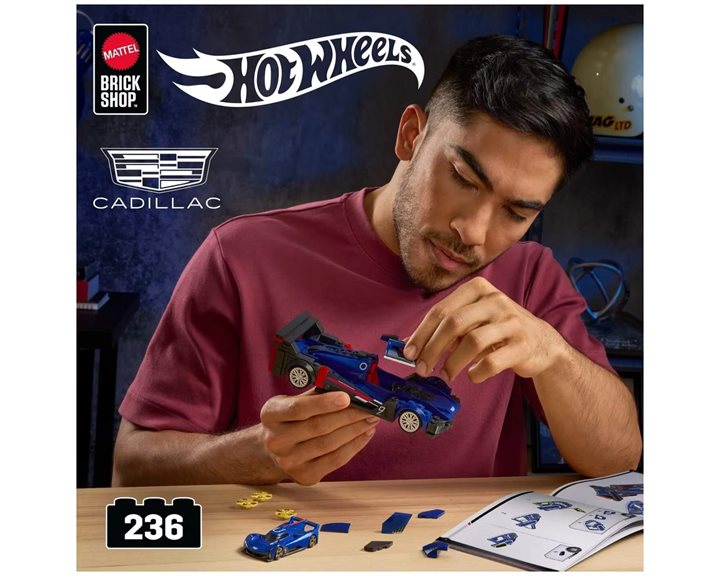 Mattel Mattel Brick Shop Hot Wheels Cadillac Project GTP Hypercar Building Toy Kit (236 Pieces), For Collectors JFR89