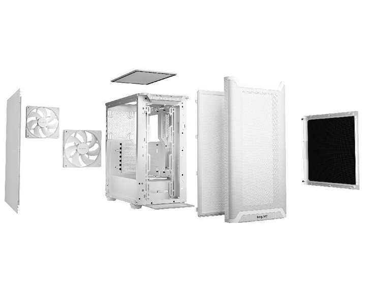 BEQUIET PC CHASSIS PURE BASE 501 AIRFLOW WHITE BG075, MIDI TOWER ATX, W/O PSU, Front: 1x Pure Wings 3 140mm PWM White, Rear:1x Pure Wings 3 140mm PWM White, 3YW.
