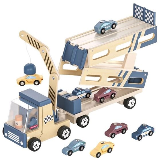 Top Bright Ξύλινο Φορτηγό Μεταφοράς Αυτοκινήτων – Roll & Race Auto Transporter – 121190