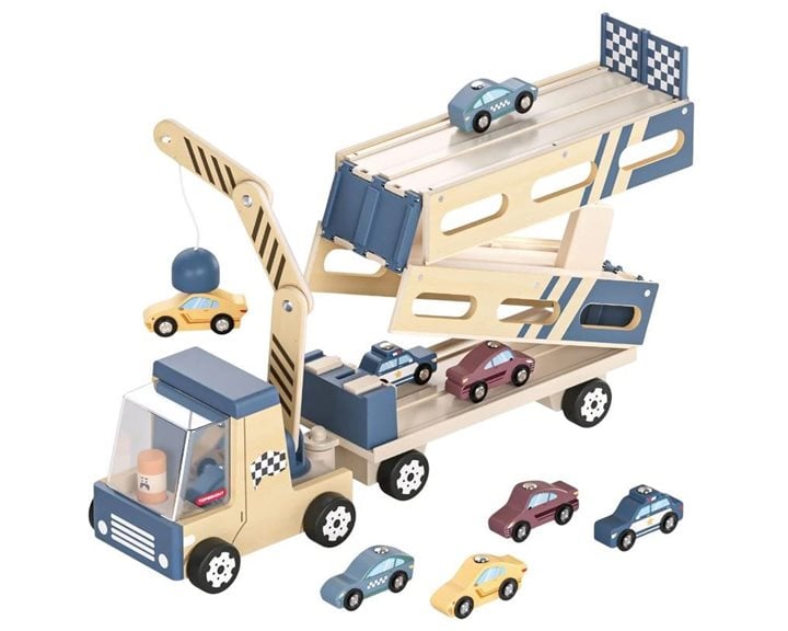 Top Bright Ξύλινο Φορτηγό Μεταφοράς Αυτοκινήτων – Roll & Race Auto Transporter – 121190