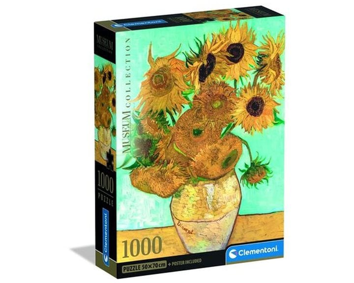 Clementoni Παζλ Museum Collection Vincent Van Gogh: Βάζο με 15 Ηλιοτρόπια 1000 τμχ - Compact Box
