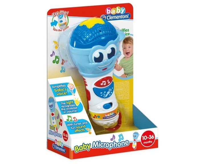 Baby Clementoni Βρεφικό Παιχνίδι Baby Mικρόφωνο - Μιλάει Ελληνικά - Για 10-36 Μηνών