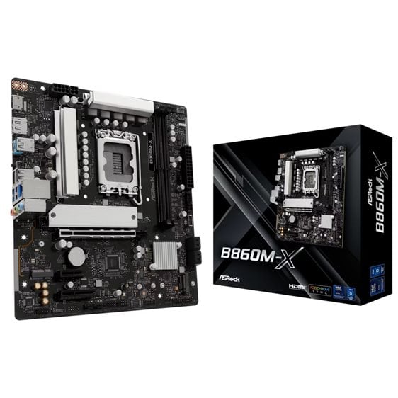 ASROCK MB B860M-X, SOCKET INTEL LGA1851 INTEL CPU, CS INTEL B860, 2 DIMM SOCKETS DDR5, HDMI/DP, PCI-E GEN 5.0, 2.5G LAN, MICRO-ATX, 3YW.