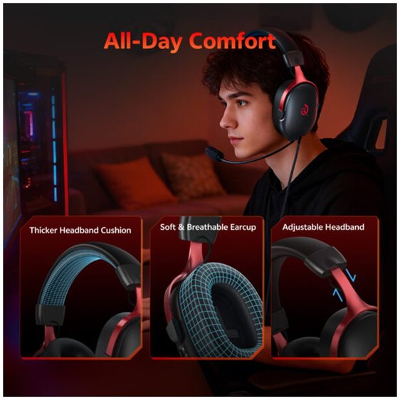 QCY Heroad VN200 PRO 7.1 USB - Wired RGB Gaming Headset PS4/PS5/PC