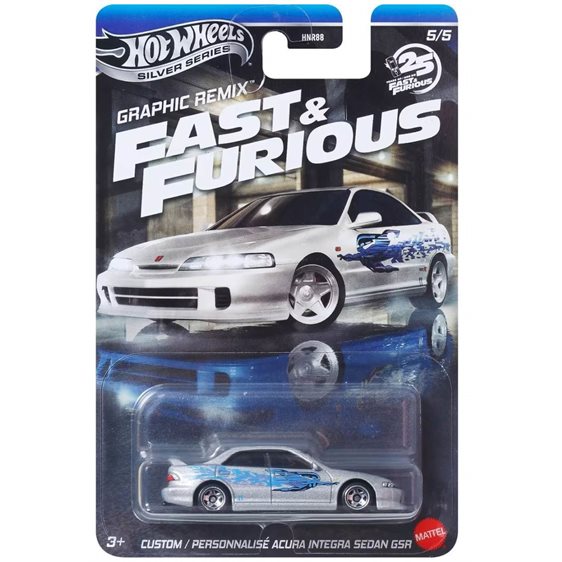 Hot Wheels Silver Series Fast & Furious Graphic Remix Custom Personnalise Acura Integra Sedan GSR