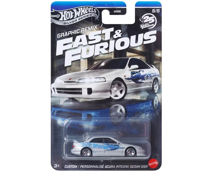 Hot Wheels Silver Series Fast & Furious Graphic Remix Custom Personnalise Acura Integra Sedan GSR