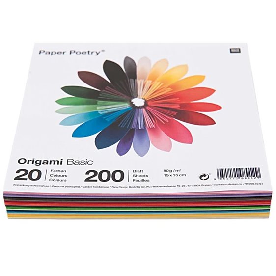 Rico Design 200 Φύλλα Οριγκάμι 15x15cm 80gr 10 Παστέλ Χρώματα FSC