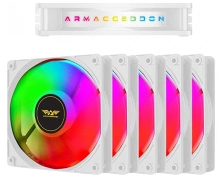 ARMAGGEDDON PC COOLING FAN 12CM CHROMA RGB KIT 3000 (5 PACK) WHITE