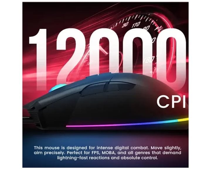 ARMAGGEDDON USB WIRED MACROABLE GAMING MOUSE FALCON V LK 12000CPI BLACK