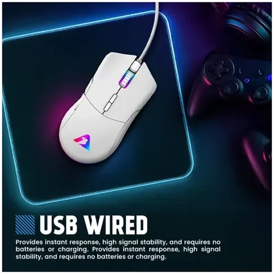 ARMAGGEDDON USB WIRED MACROABLE GAMING MOUSE FALCON V STEALTH 12000CPI WHITE