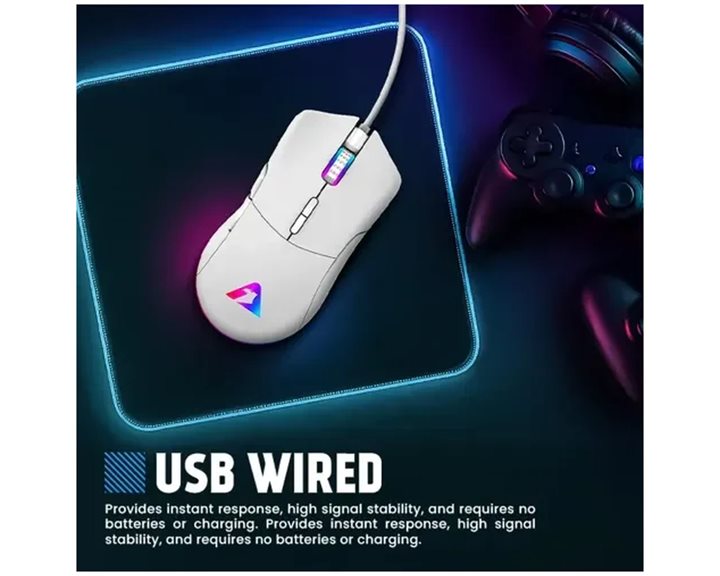 ARMAGGEDDON USB WIRED MACROABLE GAMING MOUSE FALCON V STEALTH 12000CPI WHITE
