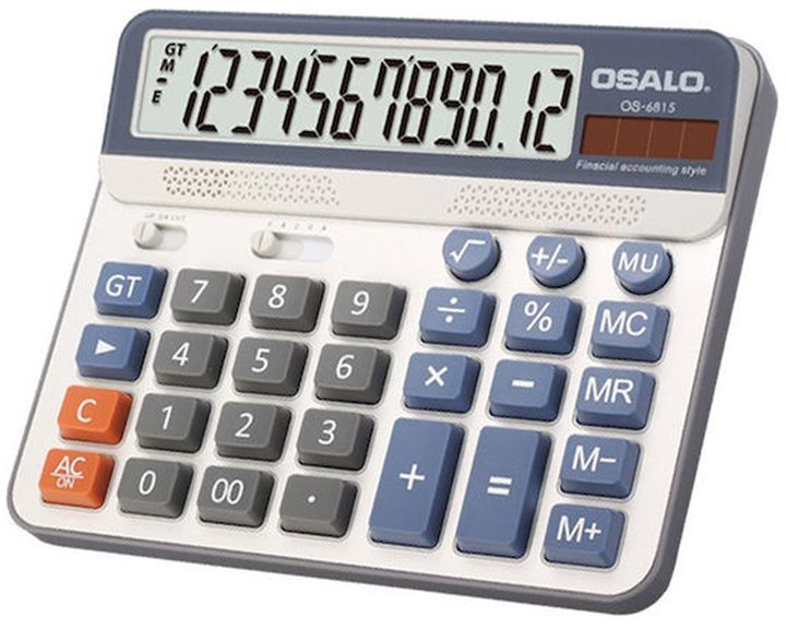 Αριθμομηχανή Osalo 12ψηφίων OS-6815 15x18x2-3cm Grey Silver