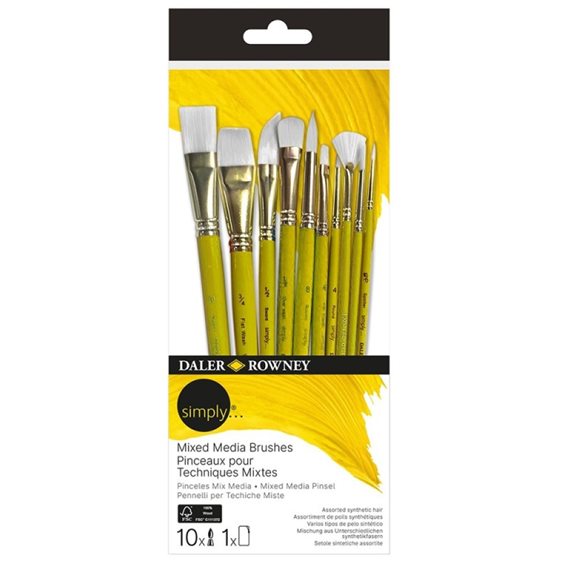 Σετ Πινέλων 10τμχ. Daler Rowney Simply Short Handle Mixed Media 216650110