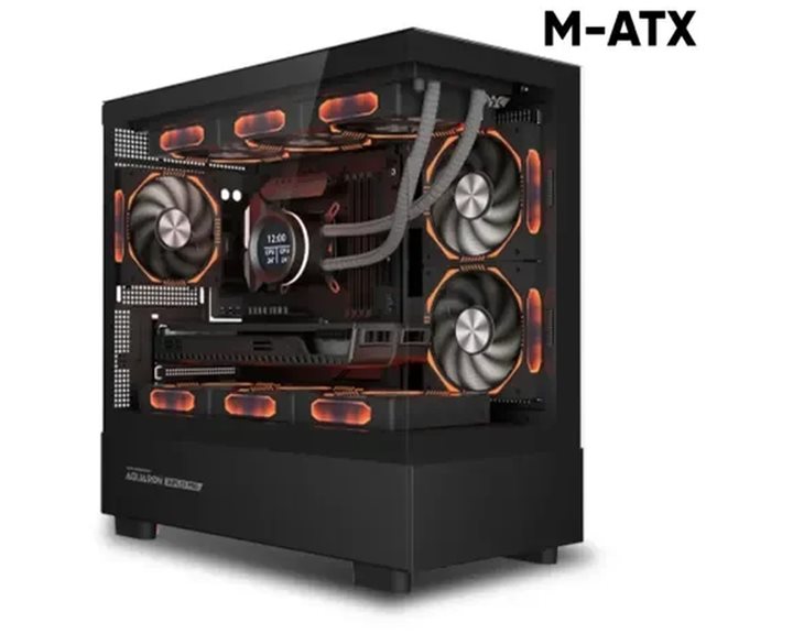 ARMAGGEDDON RGB M-ATX DUAL CHAMBER GAMING CASE AQUARON DUPLEX PRO BLACK
