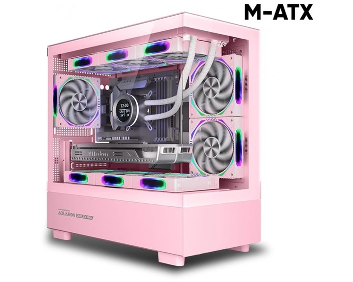 ARMAGGEDDON RGB M-ATX DUAL CHAMBER GAMING CASE AQUARON DUPLEX PRO PINK