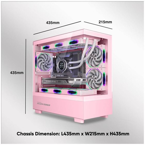 ARMAGGEDDON RGB M-ATX DUAL CHAMBER GAMING CASE AQUARON DUPLEX PRO PINK