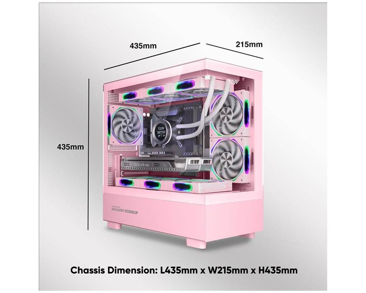 ARMAGGEDDON RGB M-ATX DUAL CHAMBER GAMING CASE AQUARON DUPLEX PRO PINK