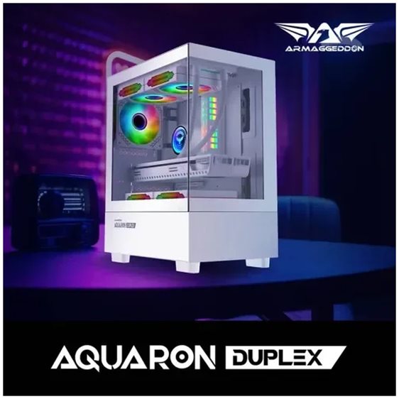 ARMAGGEDDON MICRO ATX GAMING PC CASE AQUARON DUPLEX WHITE