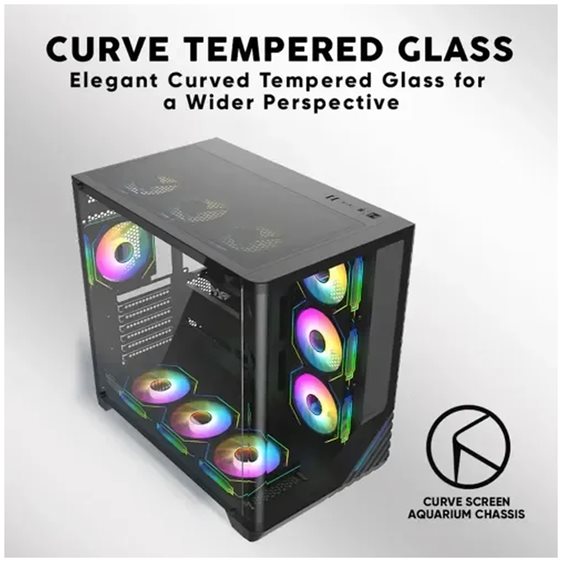 ARMAGGEDDON FULL ATX DUAL CHAMBER CHASSIS 10X ARGB FANS AQUARON X-CURVE GIGA 10 BLACK