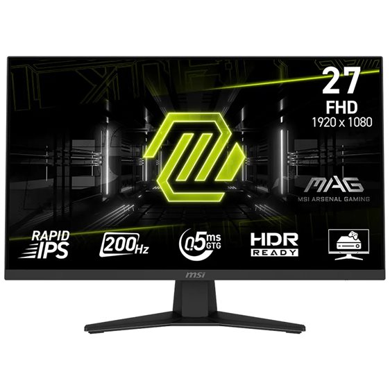 MSI MONITOR GAMING MAG 274F, FLAT IPS FHD, 27", 16:9, 300CD/M2, 1000:1, 0.5MS, 200Hz, 1920x1080, 1xHDMI/ 1xDP/ HP OUT, TILT, BLACK, 3YW.