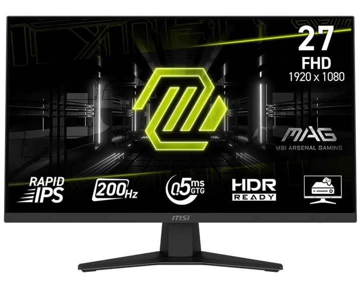 MSI MONITOR GAMING MAG 274F, FLAT IPS FHD, 27", 16:9, 300CD/M2, 1000:1, 0.5MS, 200Hz, 1920x1080, 1xHDMI/ 1xDP/ HP OUT, TILT, BLACK, 3YW.