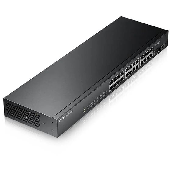 ZYXEL SWITCH GS-1900-24, 24 PORTS 10/100/1000Mbps, L2 SMART, RACKMOUNT, FANLESS, 2YW.