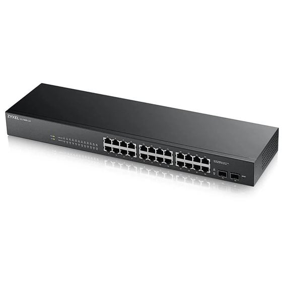 ZYXEL SWITCH GS-1900-24, 24 PORTS 10/100/1000Mbps, L2 SMART, RACKMOUNT, FANLESS, 2YW.