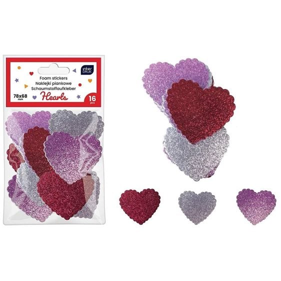 Αυτοκόλλητα Foam Hearts 16 τεμ
