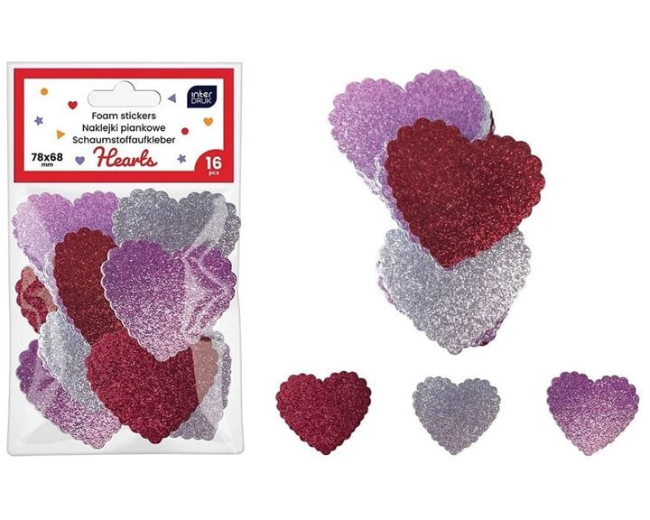 Αυτοκόλλητα Foam Hearts 16 τεμ