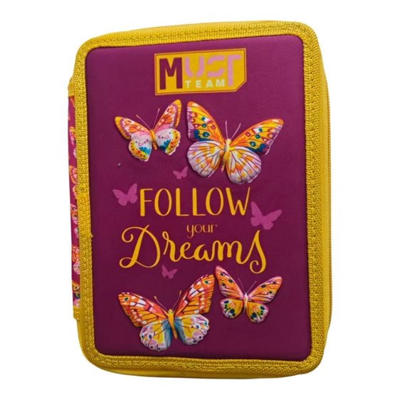 Κασετίνα Must Διπλή Γεμάτη 15χ5χ21 Butterfly Follow your Dreams 000587247