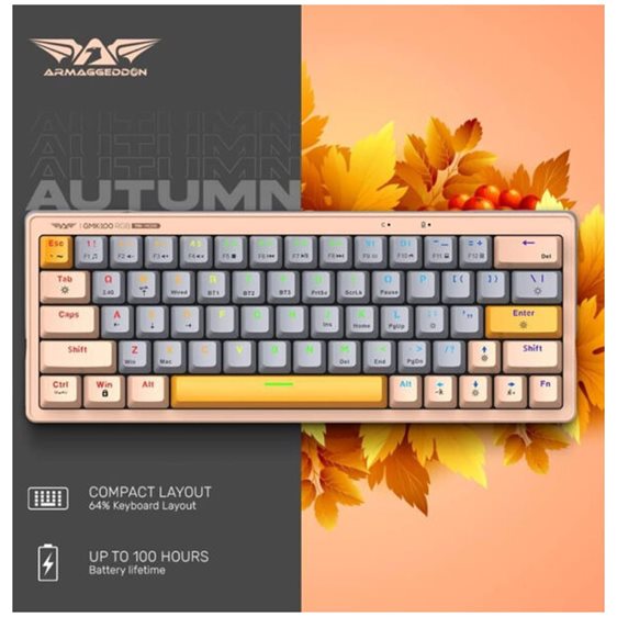 ARMAGGEDDON TRIMODE MECH RGB KEYBOARD LINEAR 63KEYS GMK-100 AUTUMN