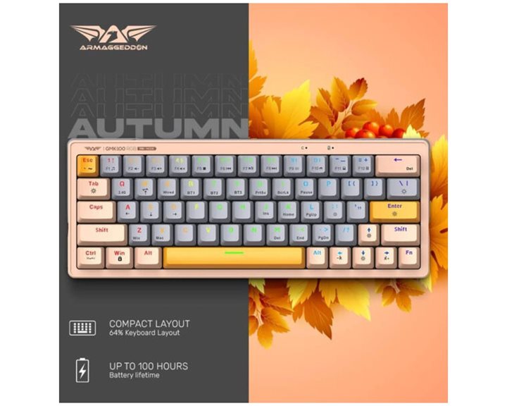 ARMAGGEDDON TRIMODE MECH RGB KEYBOARD LINEAR 63KEYS GMK-100 AUTUMN