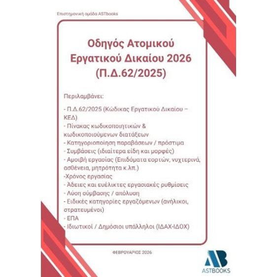 Οδηγός ατομικού εργατικού δικαίου 2026 (Π.Δ.62/2025)