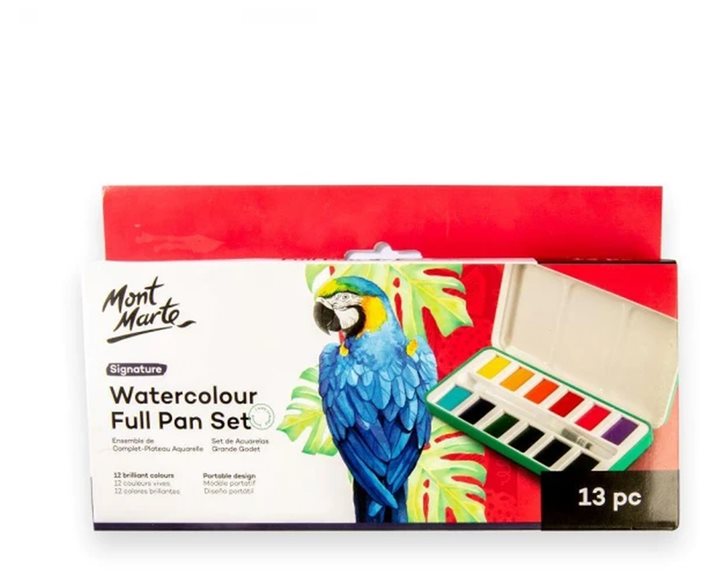 Κασετινα Μεταλικη Full Pan Set Χρωματα Ακουαρελα με πινελο Monte Marte 13 pc