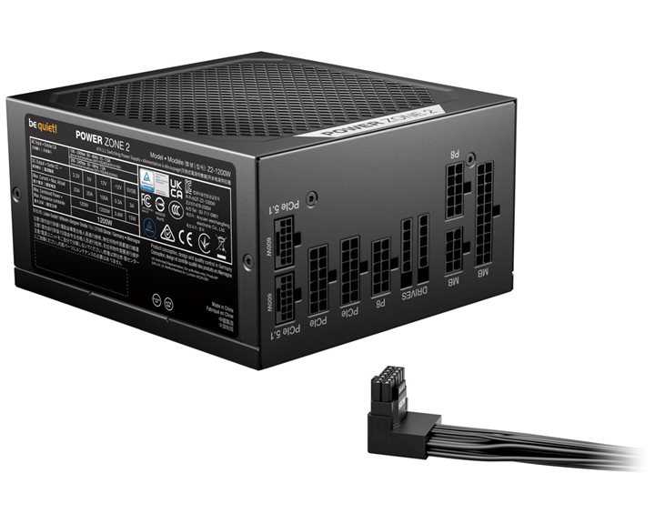 BEQUIET PSU POWER ZONE 2 1200W BP030EU, PLATINUM CERTIFIED, MODULAR CABLES, PURE WINGS 3 14CM SILENT FAN, 10YW.