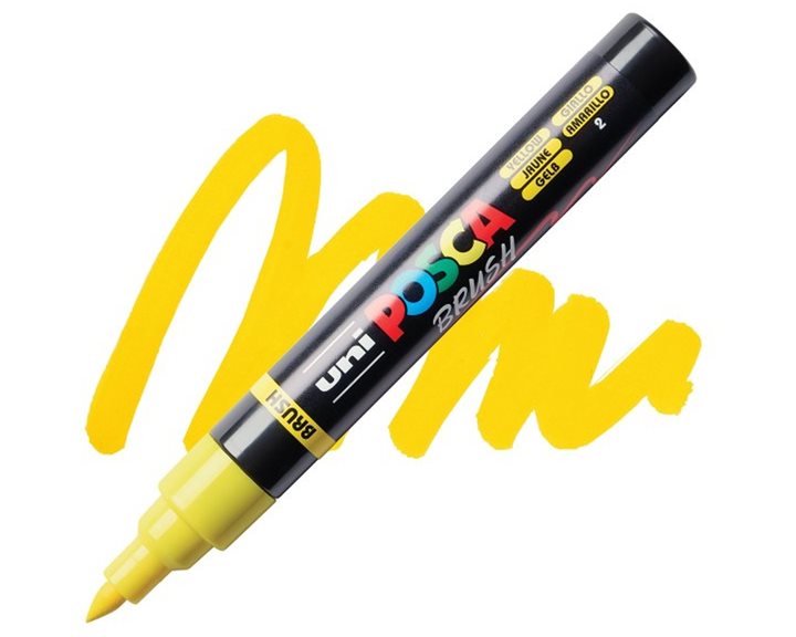 Mαρκαδόρος Uni Posca PC-5BR Brush 1-4mm Yellow