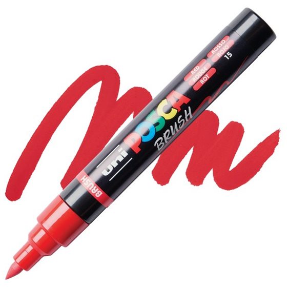Mαρκαδόρος Uni Posca PC-5BR Brush 1-4mm Red