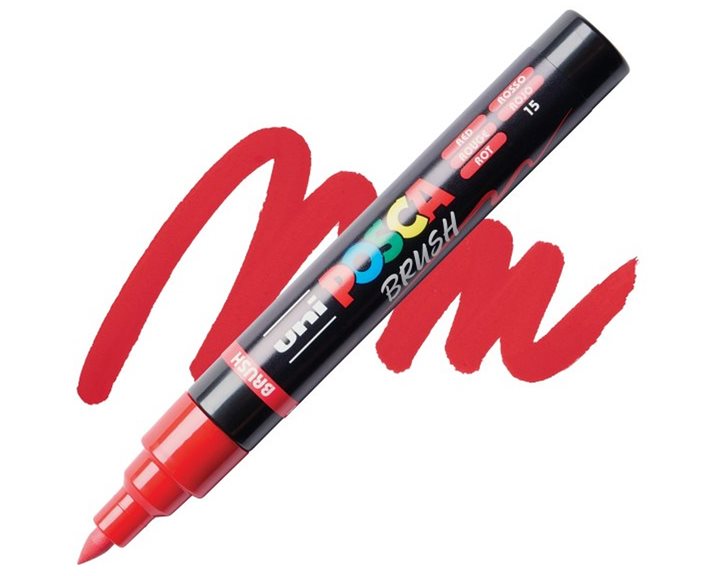 Mαρκαδόρος Uni Posca PC-5BR Brush 1-4mm Red