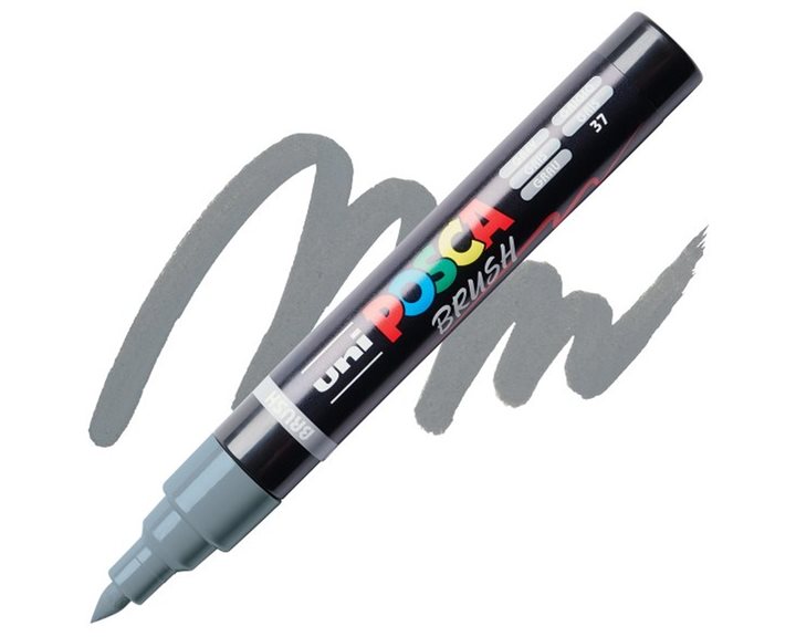 Mαρκαδόρος Uni Posca PC-5BR Brush 1-4mm Grey