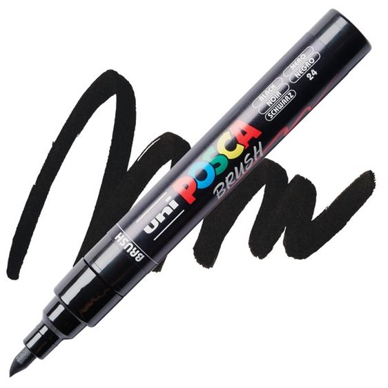 Mαρκαδόρος Uni Posca PC-5BR Brush 1-4mm Black