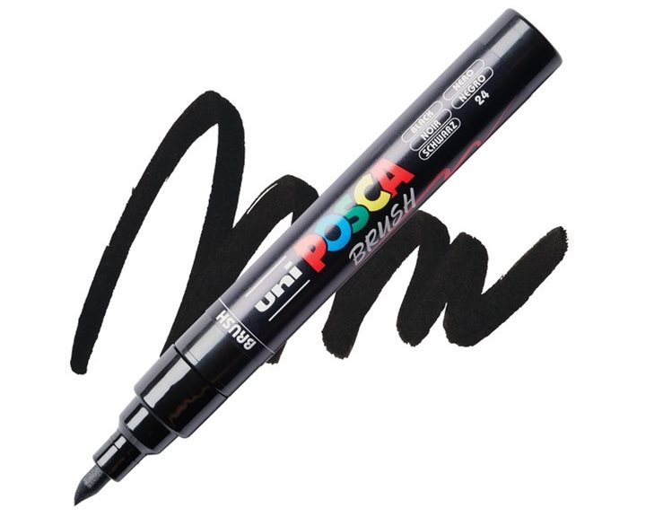 Mαρκαδόρος Uni Posca PC-5BR Brush 1-4mm Black